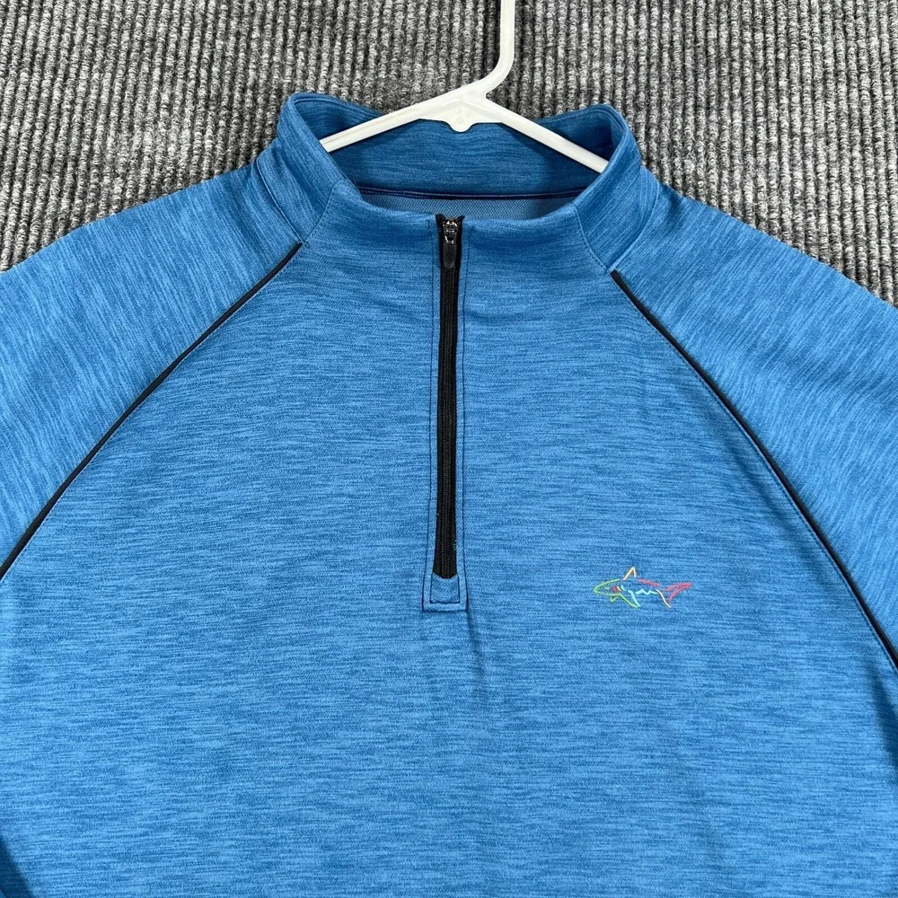 Greg Norman Pullover Mens Medium Blue Long Sleeve 1/4 Zip Golf Mock‎ Neck